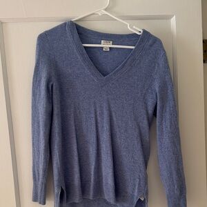 J. Crew Women's Soft Blue V-Neck Cashmere Sweater
